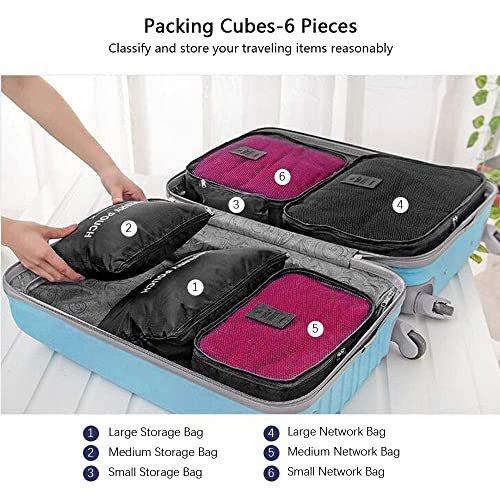 Only-bags.store  Kofferorganisator, 8-in-1-Set Gepäckorganisator, wasserdichte Reisekleidersäcke mit 2 Schuhsäcken, 3 Packwürfeln und 3 Aufbewahrungsbeuteln, für Kleidung, Schuhe, Kosmetika, 