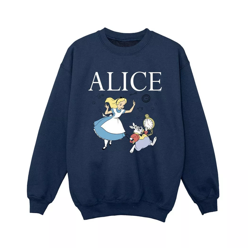Disney - Alice In Wonderland Follow The Rabbit Sweatshirt, 128, Marine