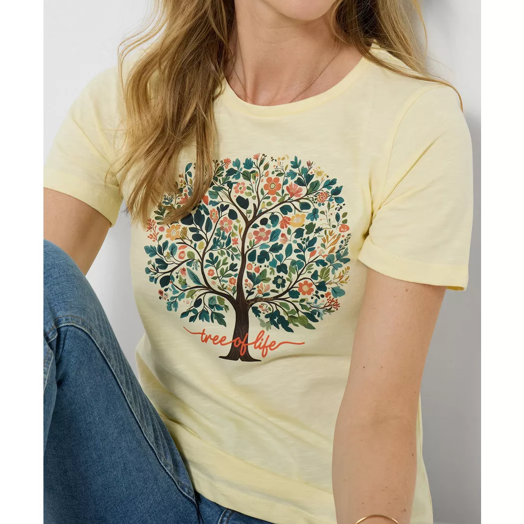 Joe Browns - T-Shirt mit floralem Baummotiv, für Damen, Gelb Bunt, Größe 34
