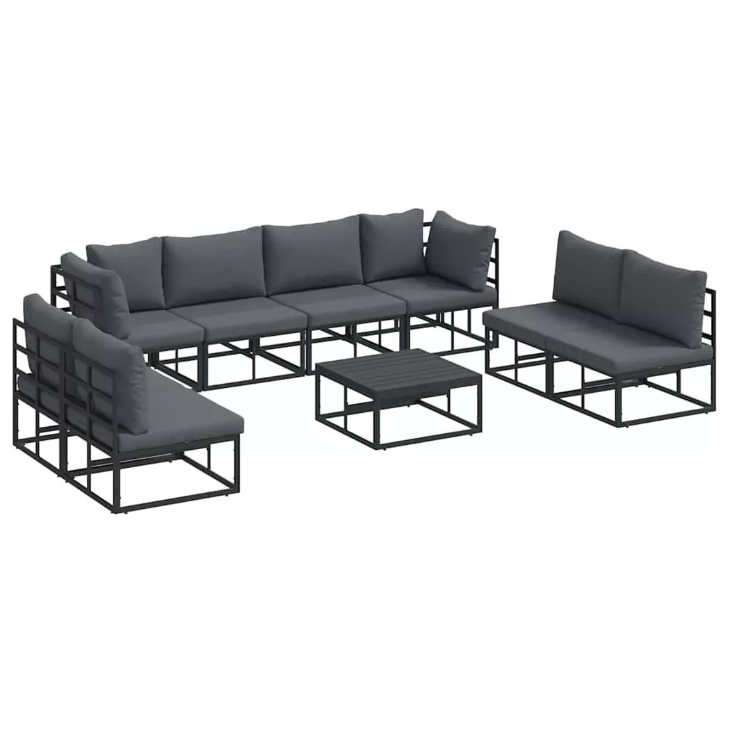 VidaXL - Gartensofa-set aluminium, One Size, Schwarz
