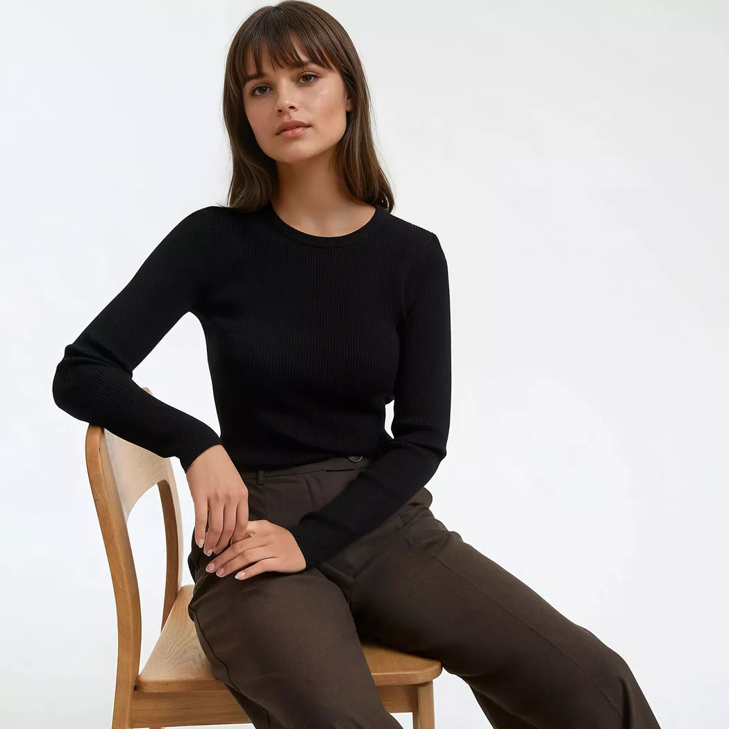 La Redoute Collections - Feinstrickpullunder mit rundem Ausschnitt, für Damen, Schwarz, Größe M