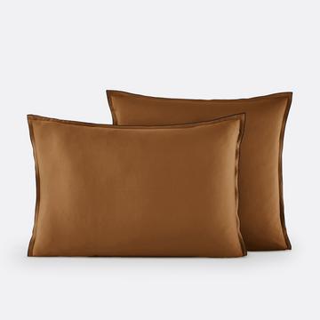 Taie d'oreiller satin de coton lavé