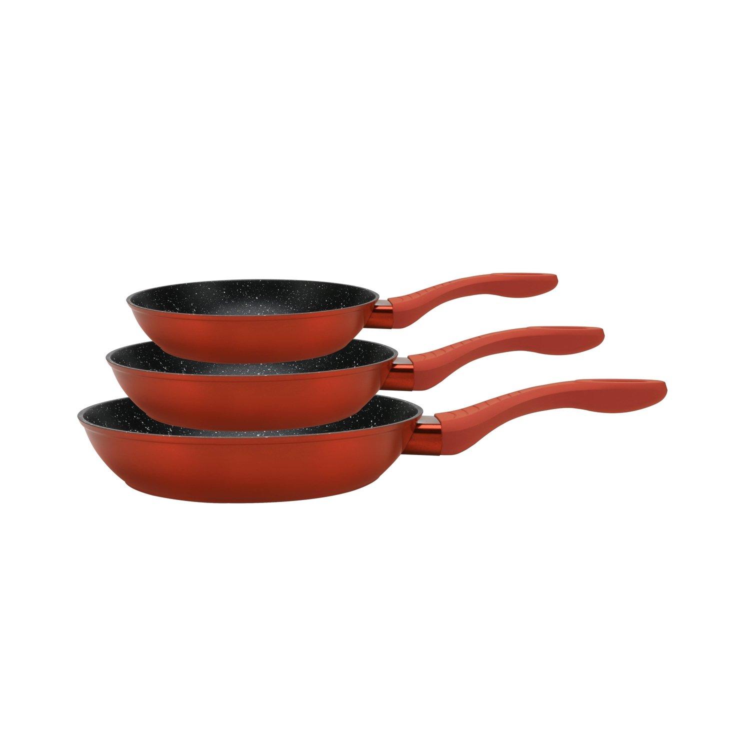 Northio Set con padelle - 3 pz - antiaderente - rosso  