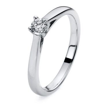 Solitär-Ring 585/14K Weissgold Diamant 0.19ct.