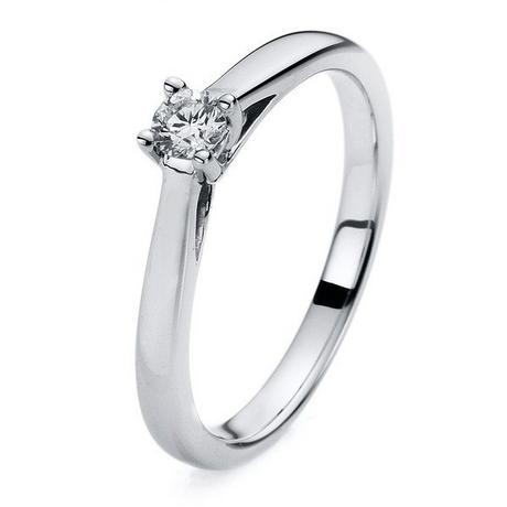 MUAU Schmuck  Bague solitaire 585/14K or blanc diamant 0,19ct. 