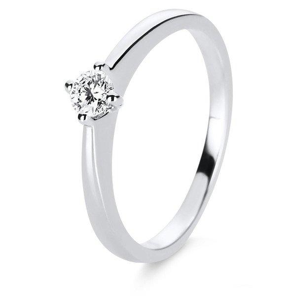 MUAU Schmuck  Solitär-Ring 585/14K Weissgold Diamant 0.2ct. 