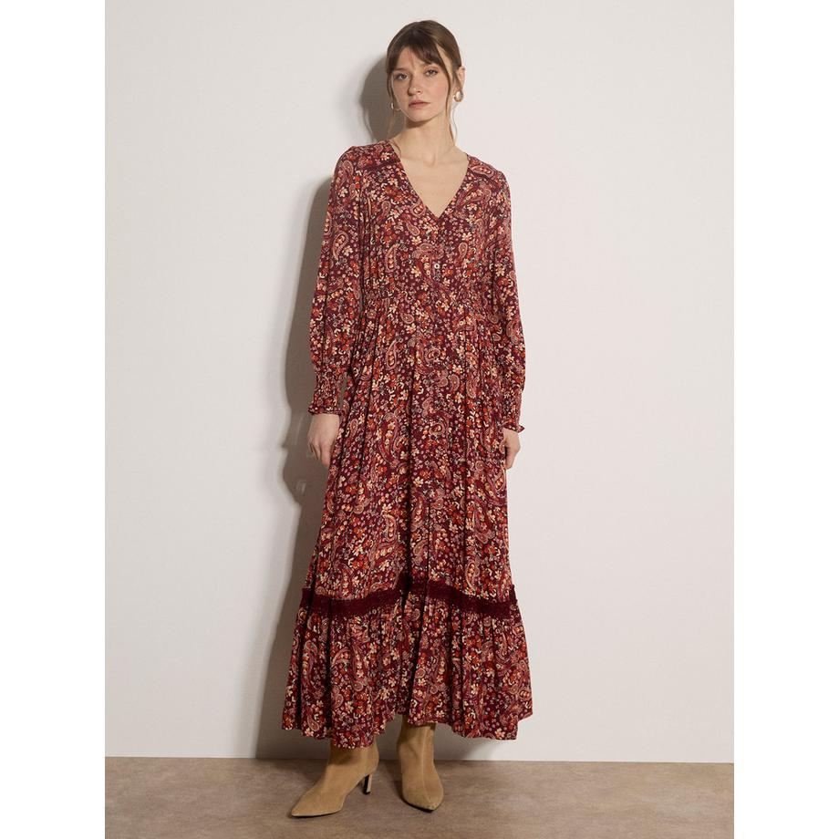 Paisley-Blumen-Maxikleid
