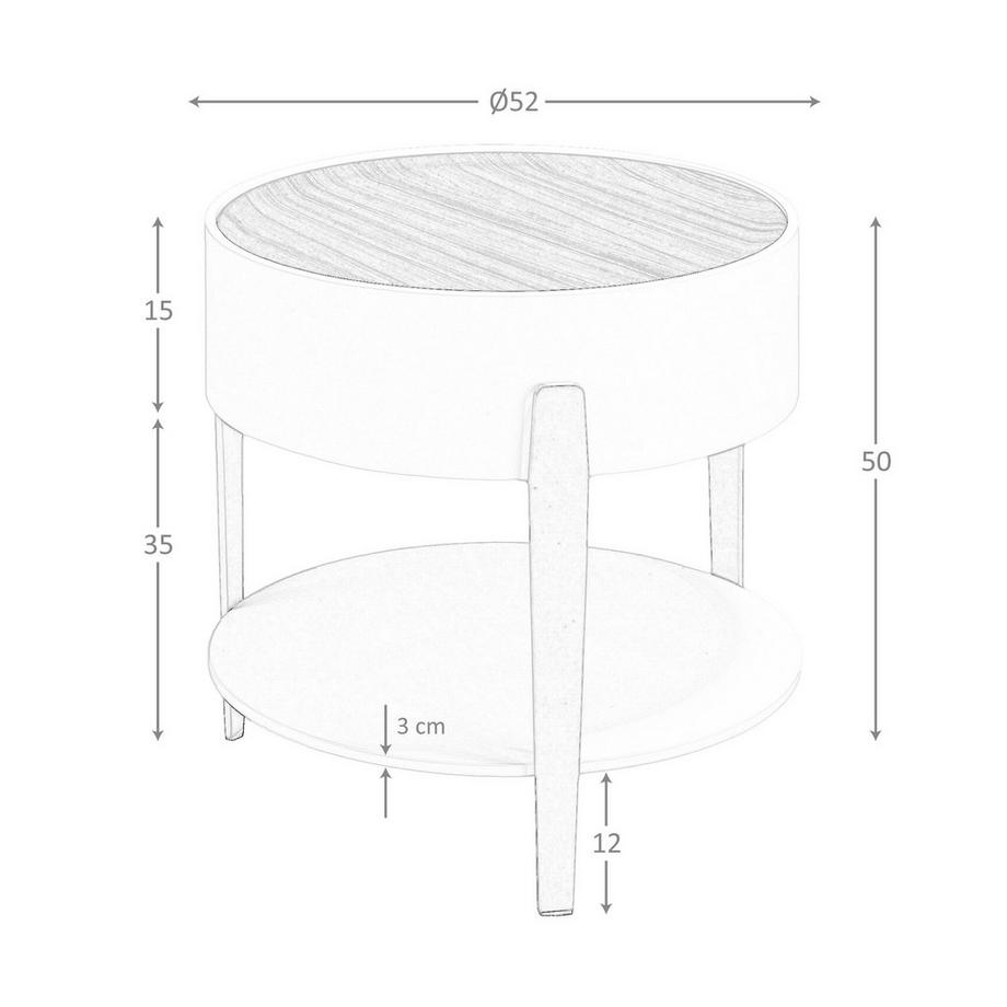 ANGEL CERDA Tavolo angolare rotondo in noce, legno beige e acciaio lucido placcato oro  
