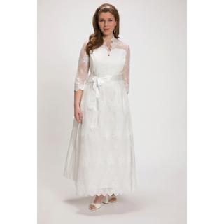 Ulla Popken  Tradizionale abito Dirndl da sposa con pizzo, collo alto e maniche a 3/4 