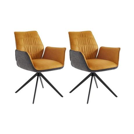 Vente-unique Lot de 2 chaises avec accoudoirs Tissu métal  MARILA  