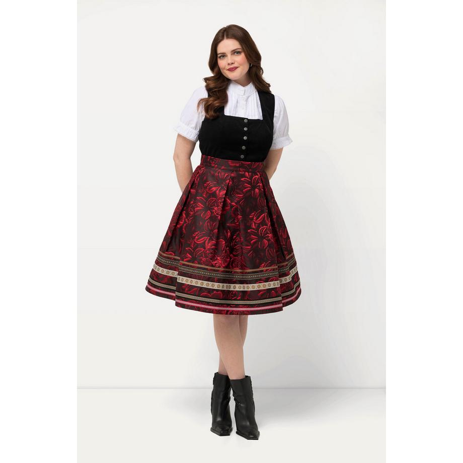 Ulla Popken Jupe Coupe Évasée Jacquard Motif Floral Rubans Fantaisie  