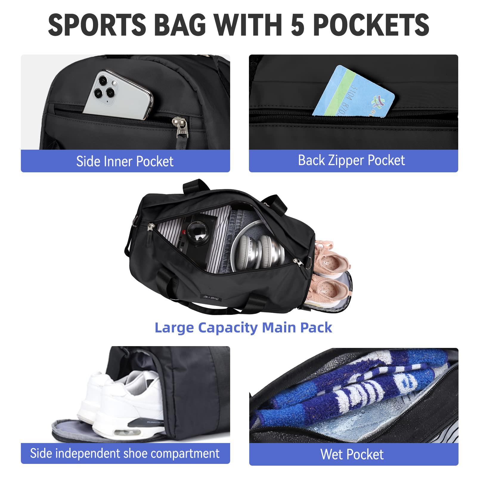 Only-bags.store  Sac de sport Duffel Bag avec compartiment humide et compartiment à chaussures Sacs de voyage Duffel Bag léger et imperméable pour le sport Main 