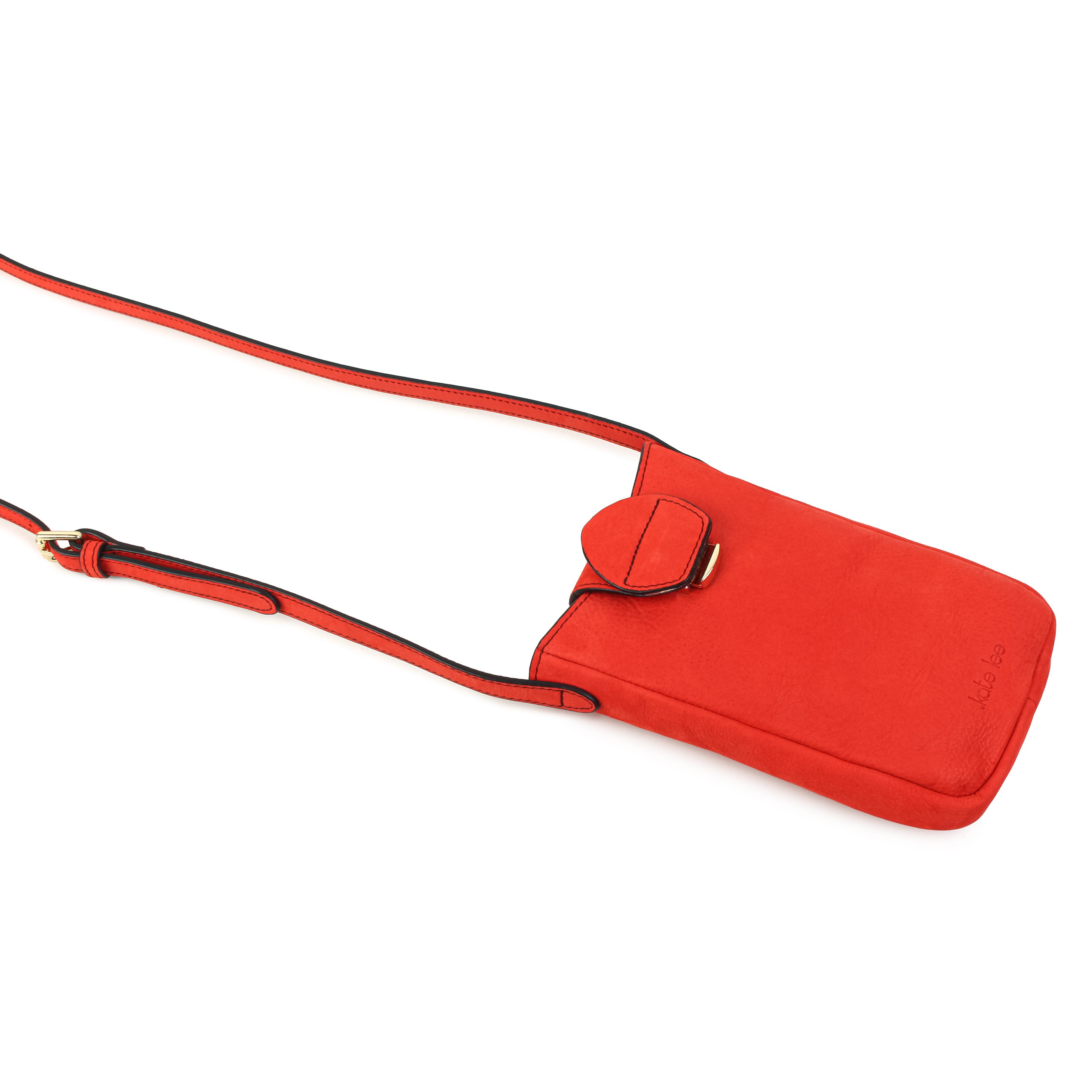 Kate Lee  Pochette téléphone en cuir Fiolaine couleur orange 