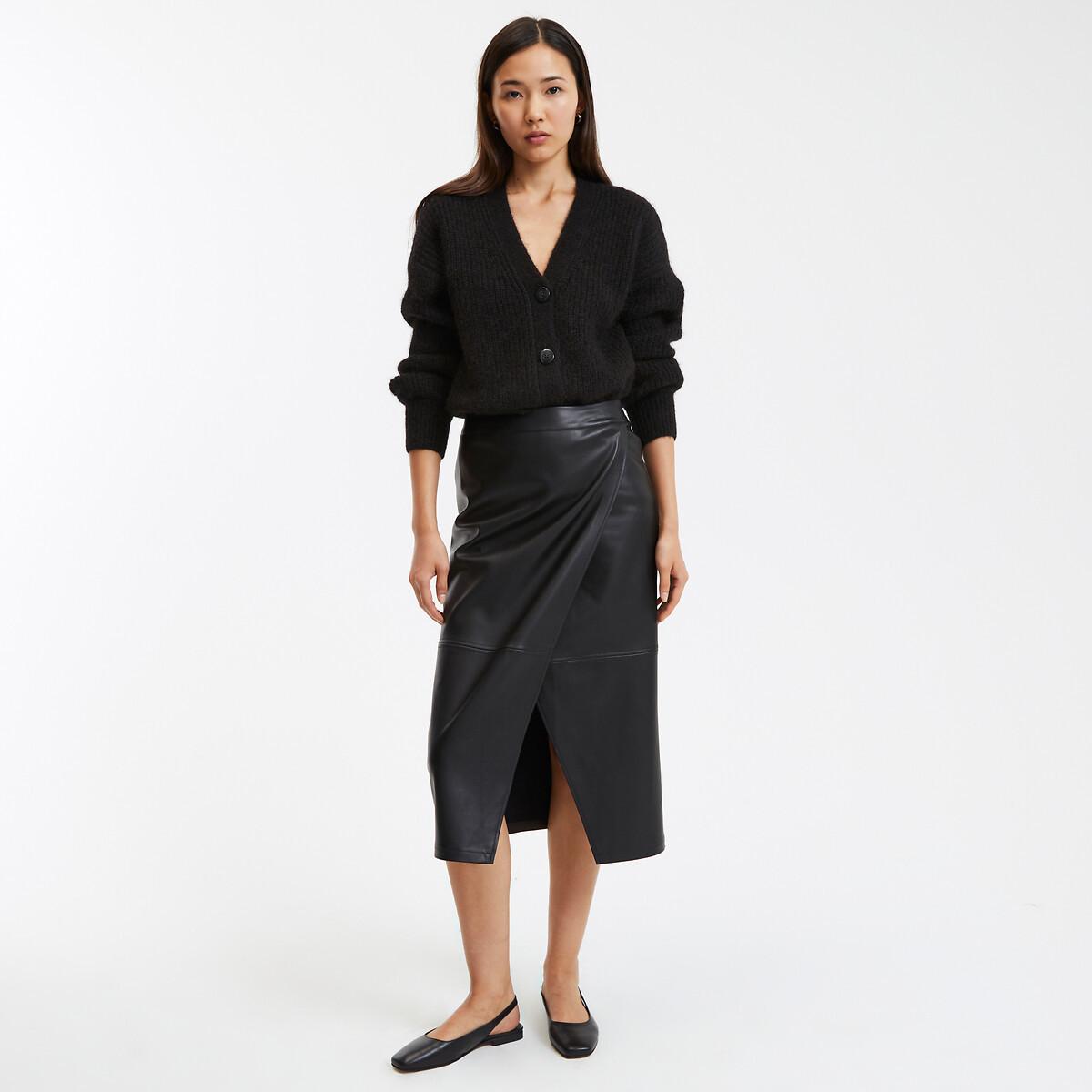 La Redoute Collections Gerader Rock aus Lederimitat  