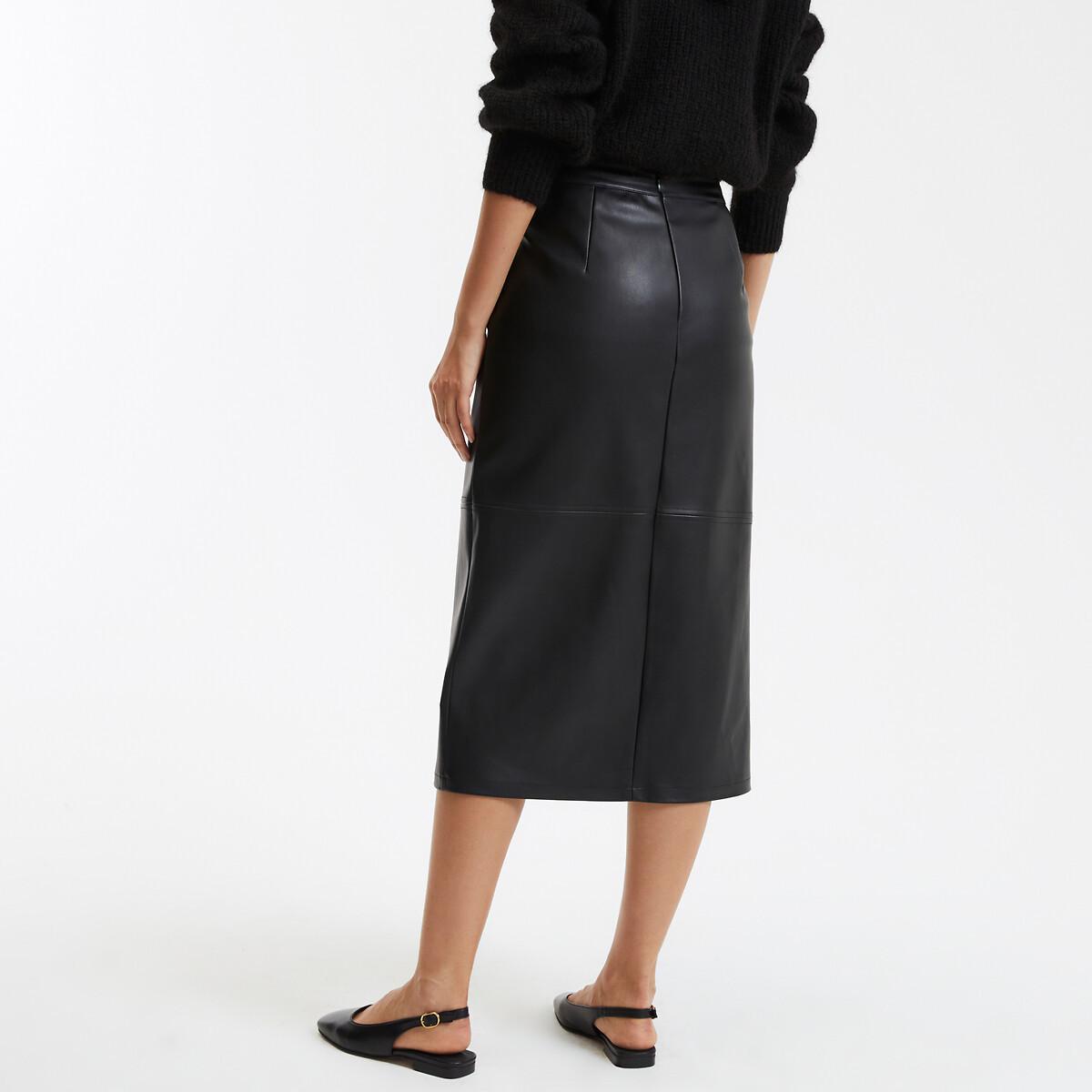 La Redoute Collections Jupe droite longue en simili cuir  