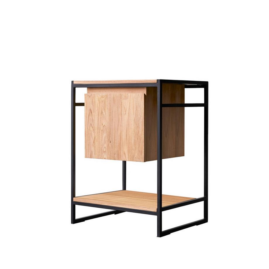 Tikamoon Waschtischunterschrank aus massivem Teakholz und Metall 60 cm Michal  