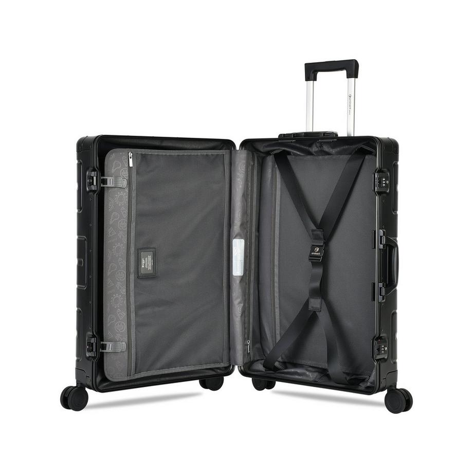 Eminent Gold  Athens Mittelgroßer Koffer 4 Rollen Schwarzes Aluminium 