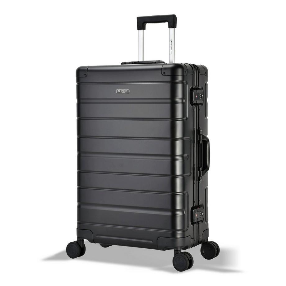 Eminent Gold  Athens Mittelgroßer Koffer 4 Rollen Schwarzes Aluminium 