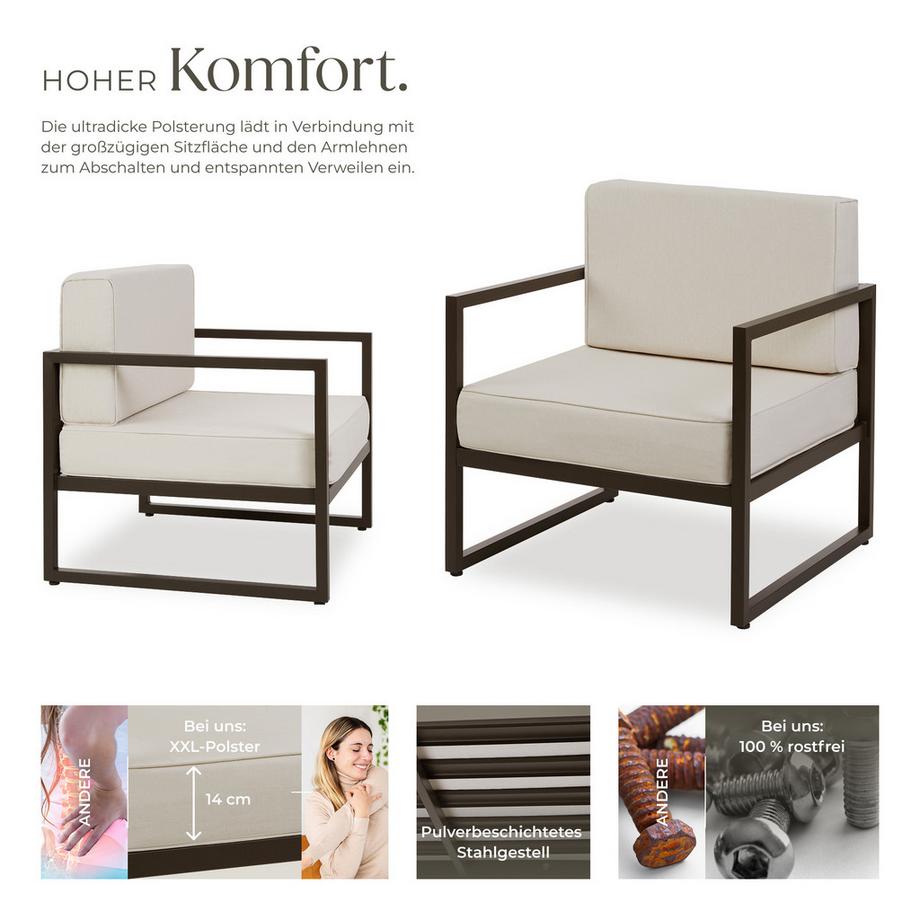 Tectake Fauteuil de jardin COMOSA épaisseur du coussin de l'assise 14 cm  