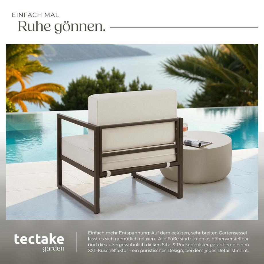 Tectake Fauteuil de jardin COMOSA épaisseur du coussin de l'assise 14 cm  