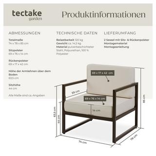 Tectake Garten-Loungesessel Comosa, XXL-Polsterung  