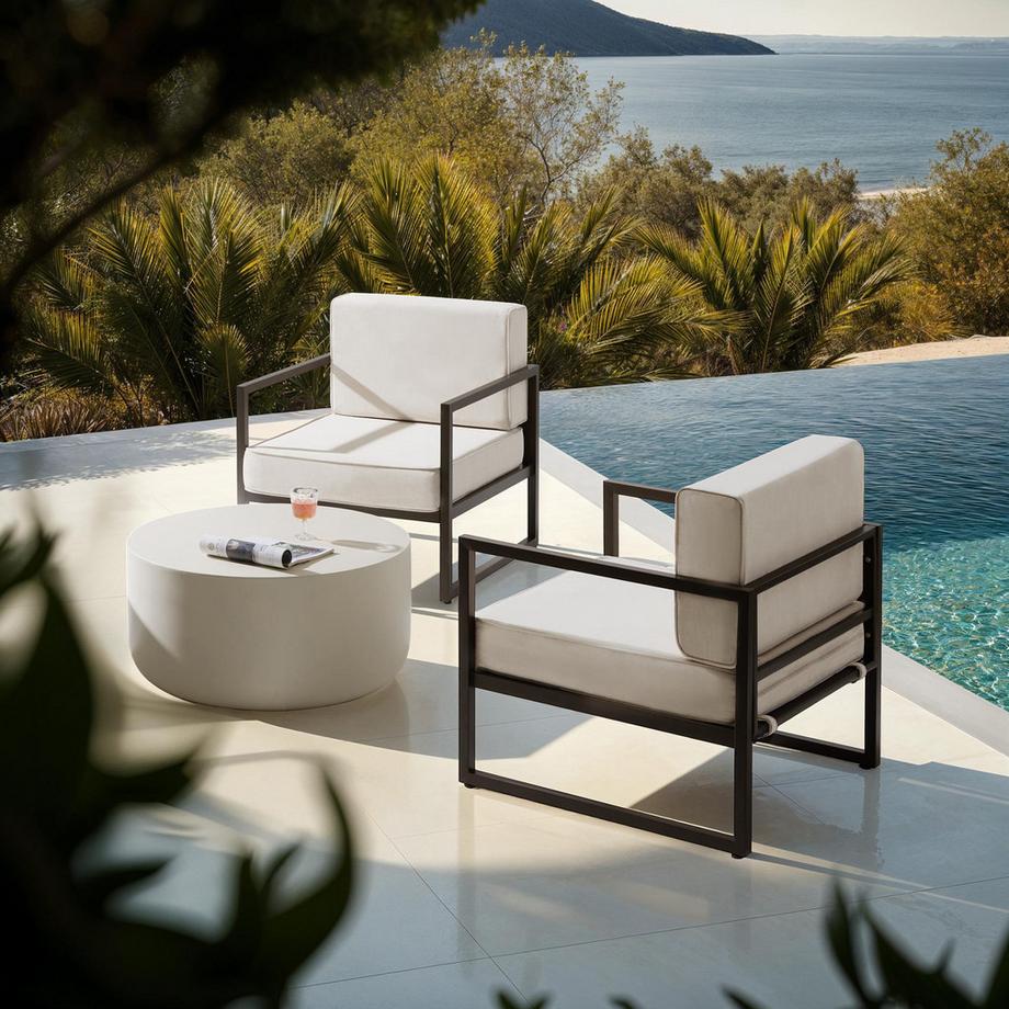 Tectake Fauteuil de jardin COMOSA épaisseur du coussin de l'assise 14 cm  