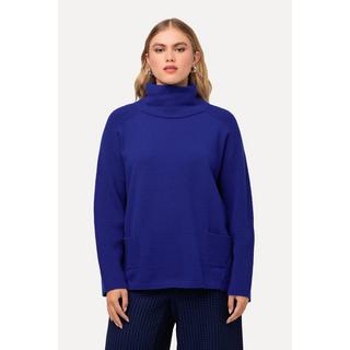 Ulla Popken  Maglione con inserti in maglia a costine, collo alto e maniche lunghe 