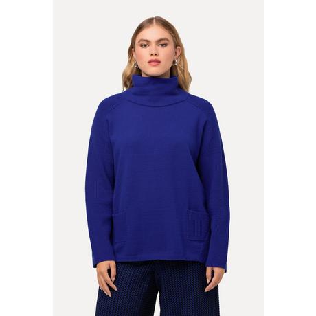 Ulla Popken  Maglione con inserti in maglia a costine, collo alto e maniche lunghe 