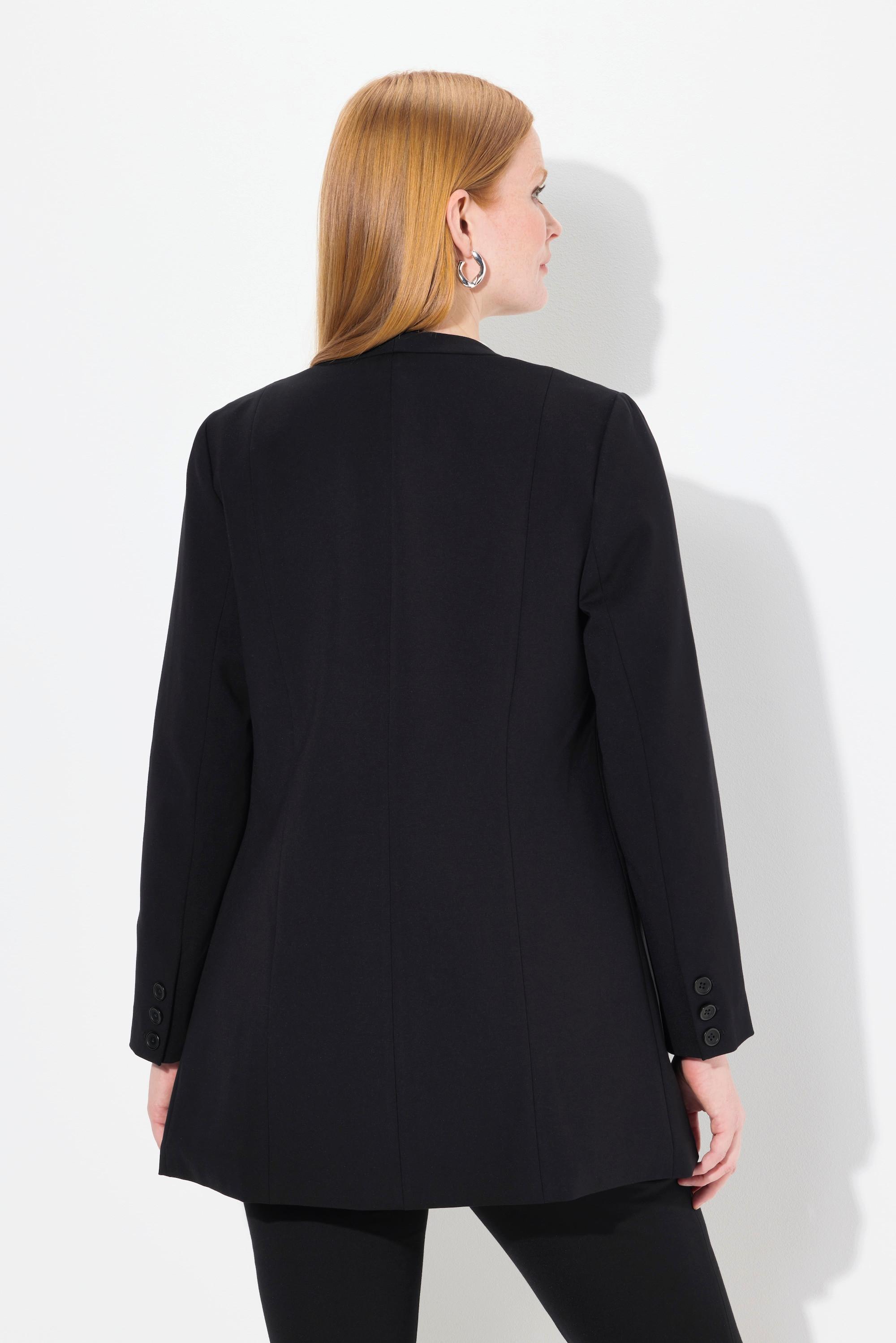 Ulla Popken  Blazer point de Rome à encolure en V et fermeture à bouton 