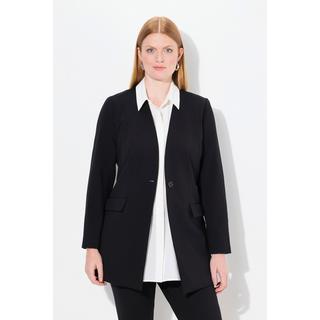 Ulla Popken  Blazer point de Rome à encolure en V et fermeture à bouton 