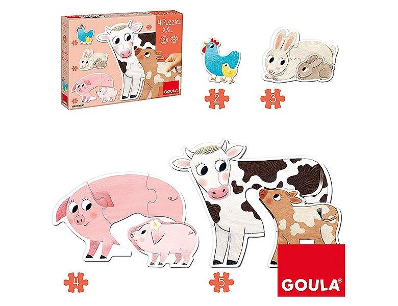 GOULA  Puzzle Tiermütter und ihre Babys (2/3/4/5) 