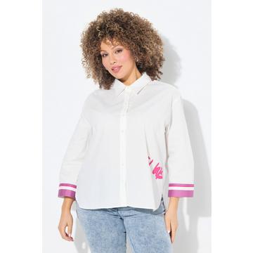 Camicia con scritta, collo da camicia e maniche a 3/4