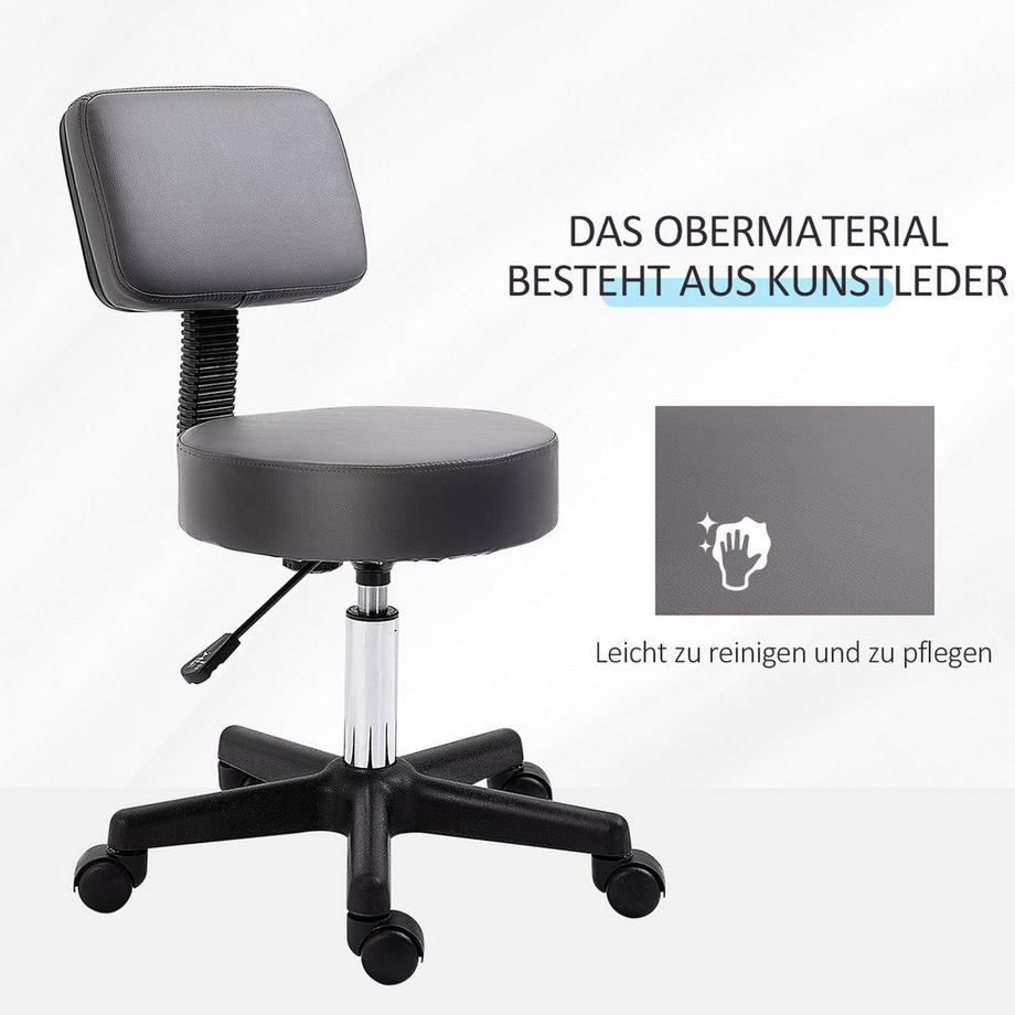 Northio Rollhocker höhenverstellbar mit Rückenlehne drehbarer Salonhocker  