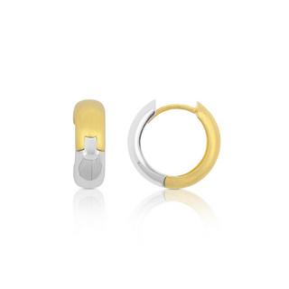 MUAU Schmuck  Créoles bicolores jaune/blanc or 750 Charnière profilée en U 15mm 