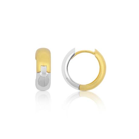 MUAU Schmuck  Créoles bicolores jaune/blanc or 750 Charnière profilée en U 15mm 