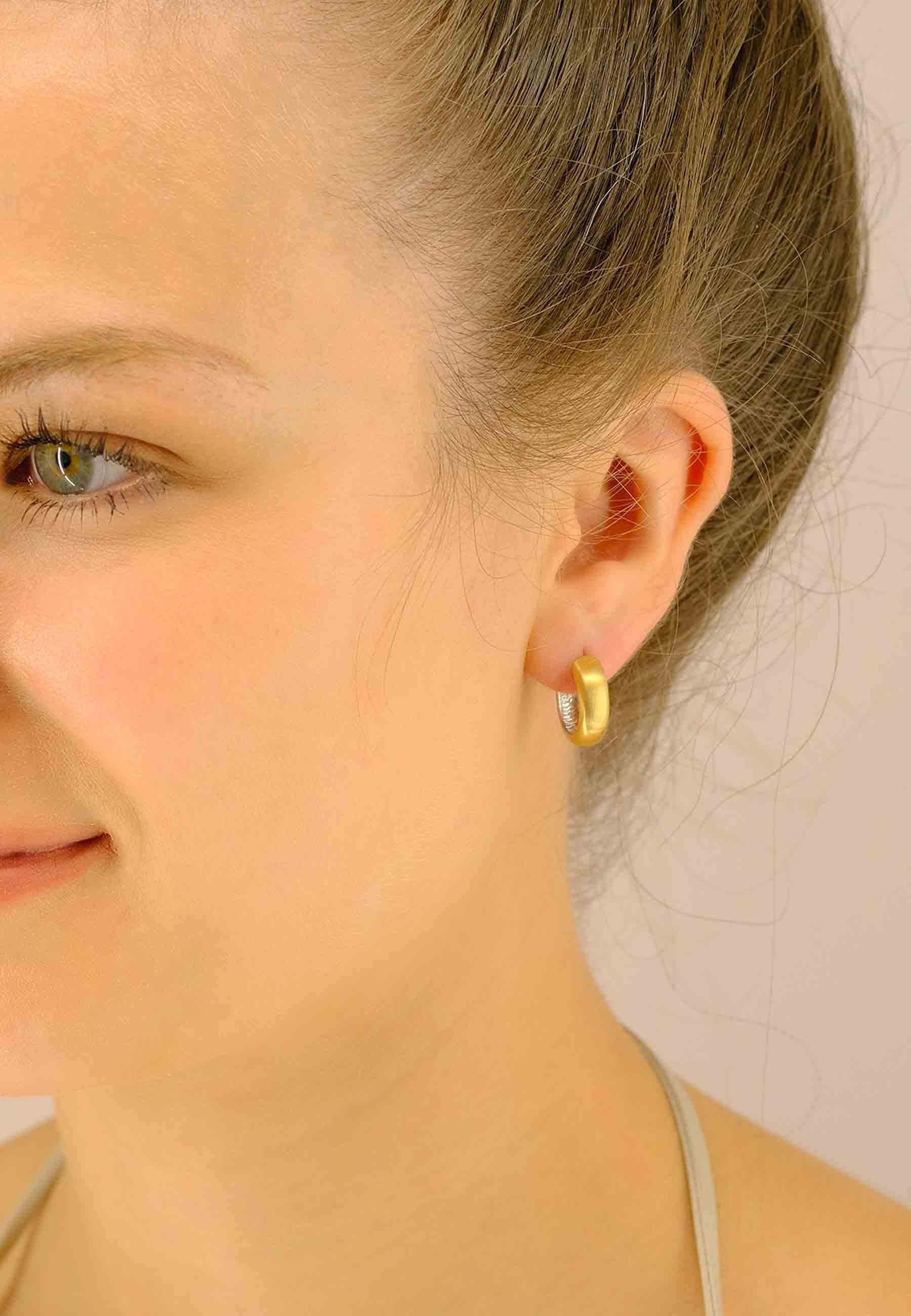 MUAU Schmuck  Creolen Bicolor Gelb-/Weissgold 750 U-Profil Scharnier 15mm 