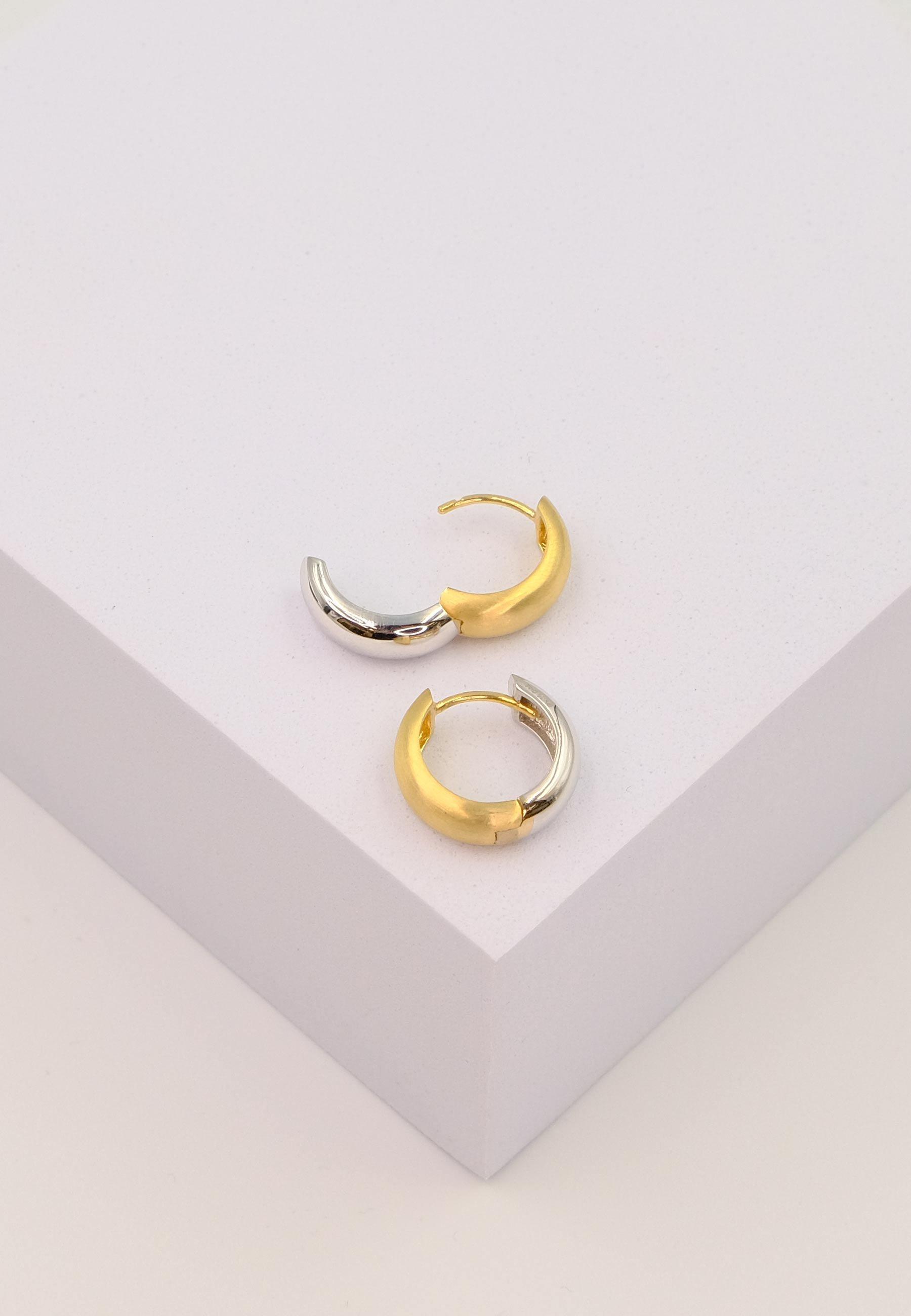 MUAU Schmuck  Creolen Bicolor Gelb-/Weissgold 750 U-Profil Scharnier 15mm 
