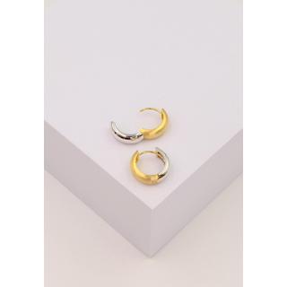 MUAU Schmuck  Créoles bicolores jaune/blanc or 750 Charnière profilée en U 15mm 