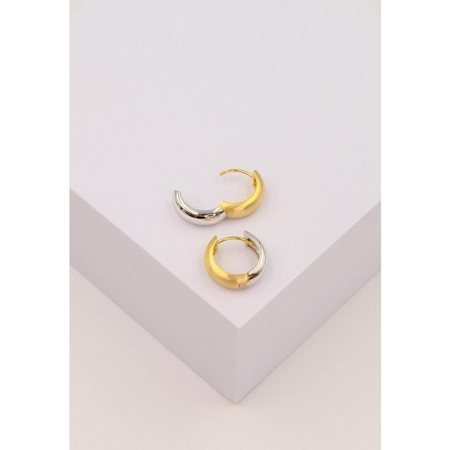 MUAU Schmuck  Creolen Bicolor Gelb-/Weissgold 750 U-Profil Scharnier 15mm 