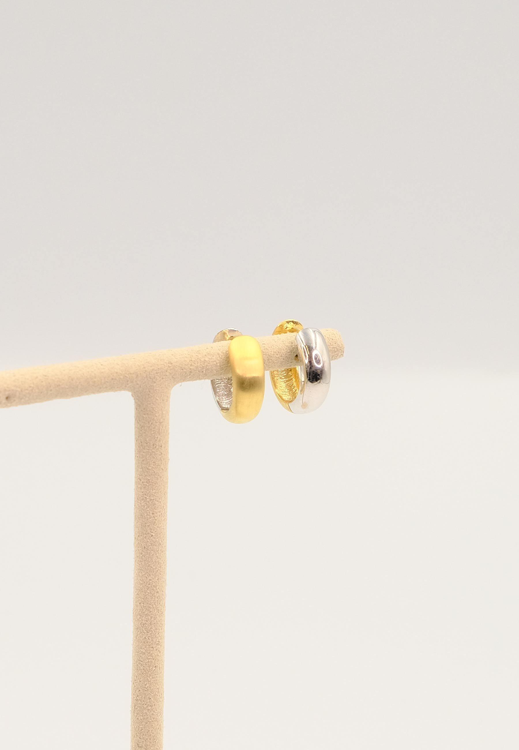 MUAU Schmuck  Creolen Bicolor Gelb-/Weissgold 750 U-Profil Scharnier 15mm 