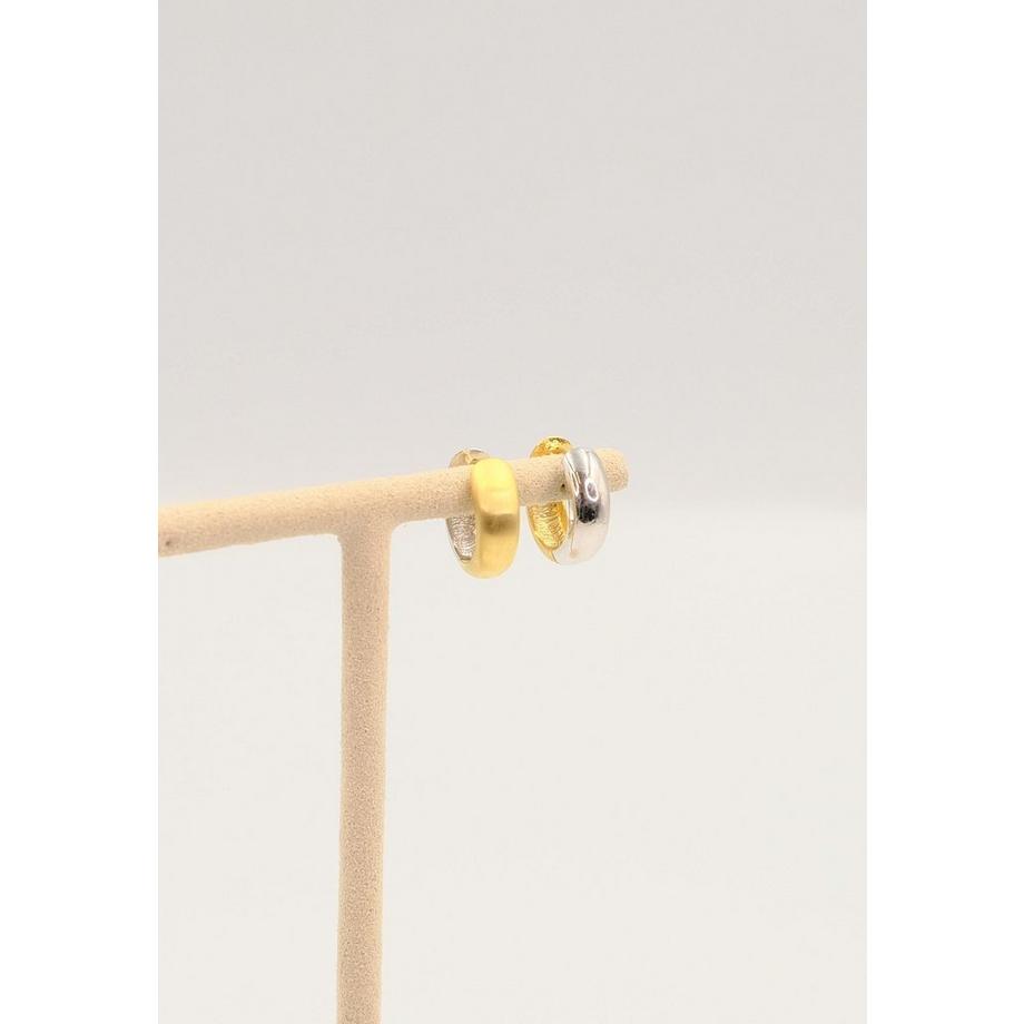 MUAU Schmuck  Creolen Bicolor Gelb-/Weissgold 750 U-Profil Scharnier 15mm 