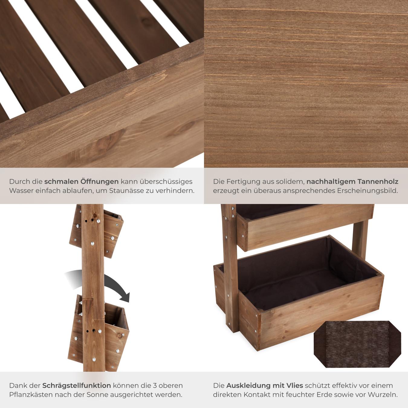 Tectake Jardinière verticale FLORA 4 niveaux dont 3 inclinables  