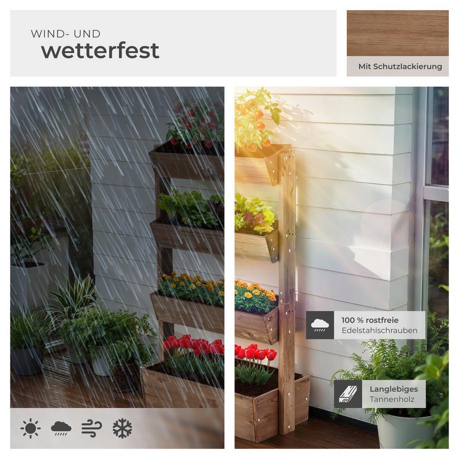 Tectake Orto verticale Flora 4 ripiani, i 3 superiori inclinabili  