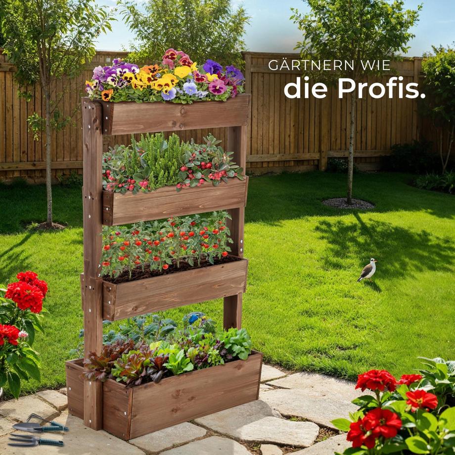 Tectake Orto verticale Flora 4 ripiani, i 3 superiori inclinabili  