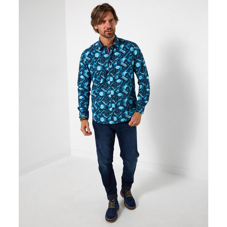 Joe Browns Hemd Gitarrenprint Kontrastdetails  