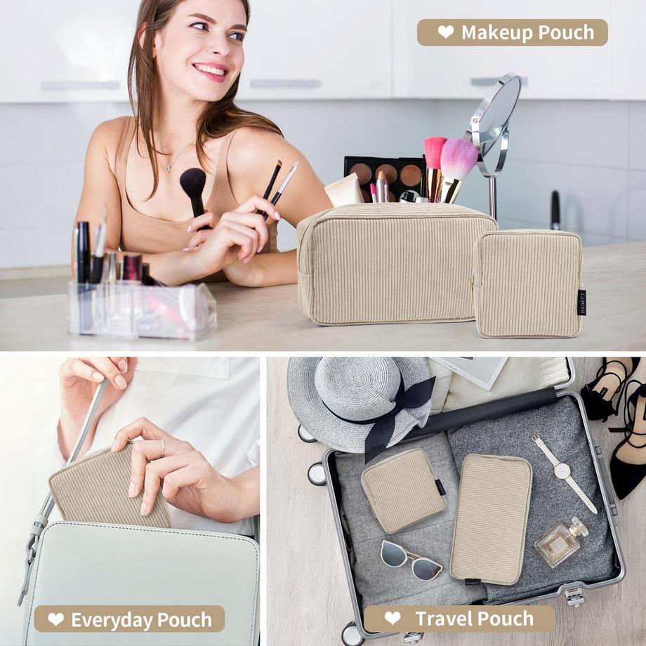 Only-bags.store  Kleine Schminktasche für die Handtasche Mini-Kosmetiktasche Cord-Schminktasche 