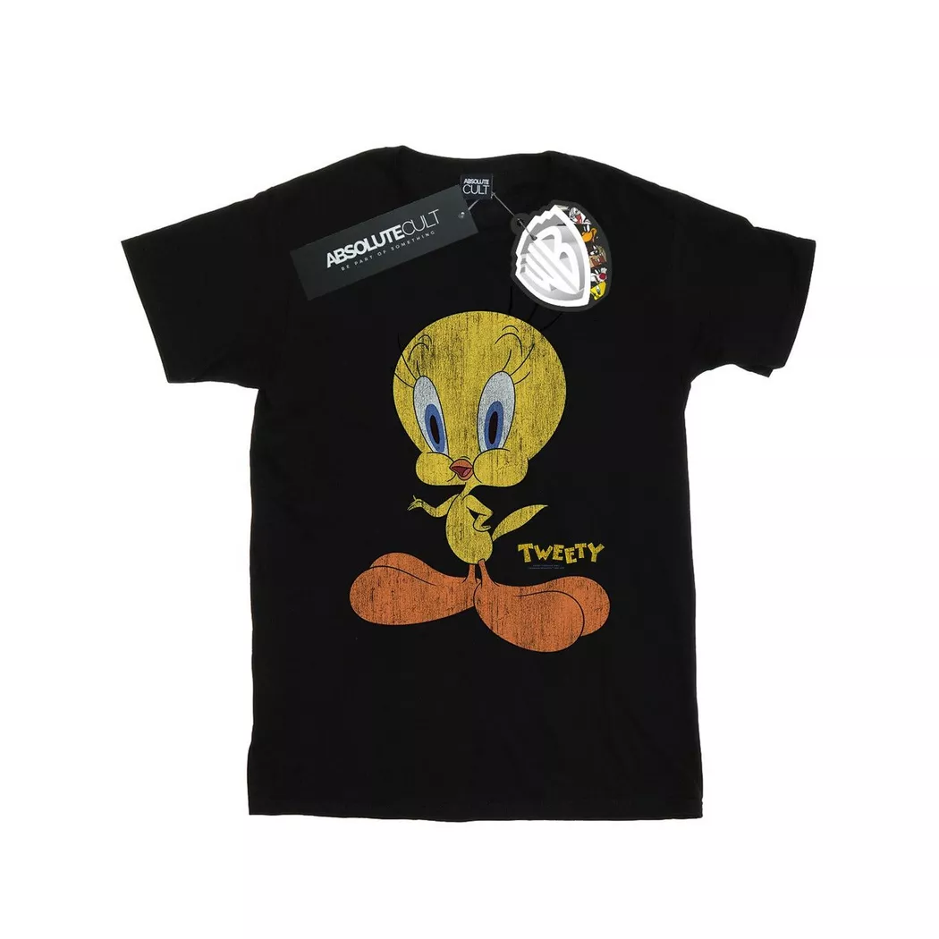 LOONEY TUNES - Tweety Pie Distressed TShirt, für Damen, Schwarz, Größe S
