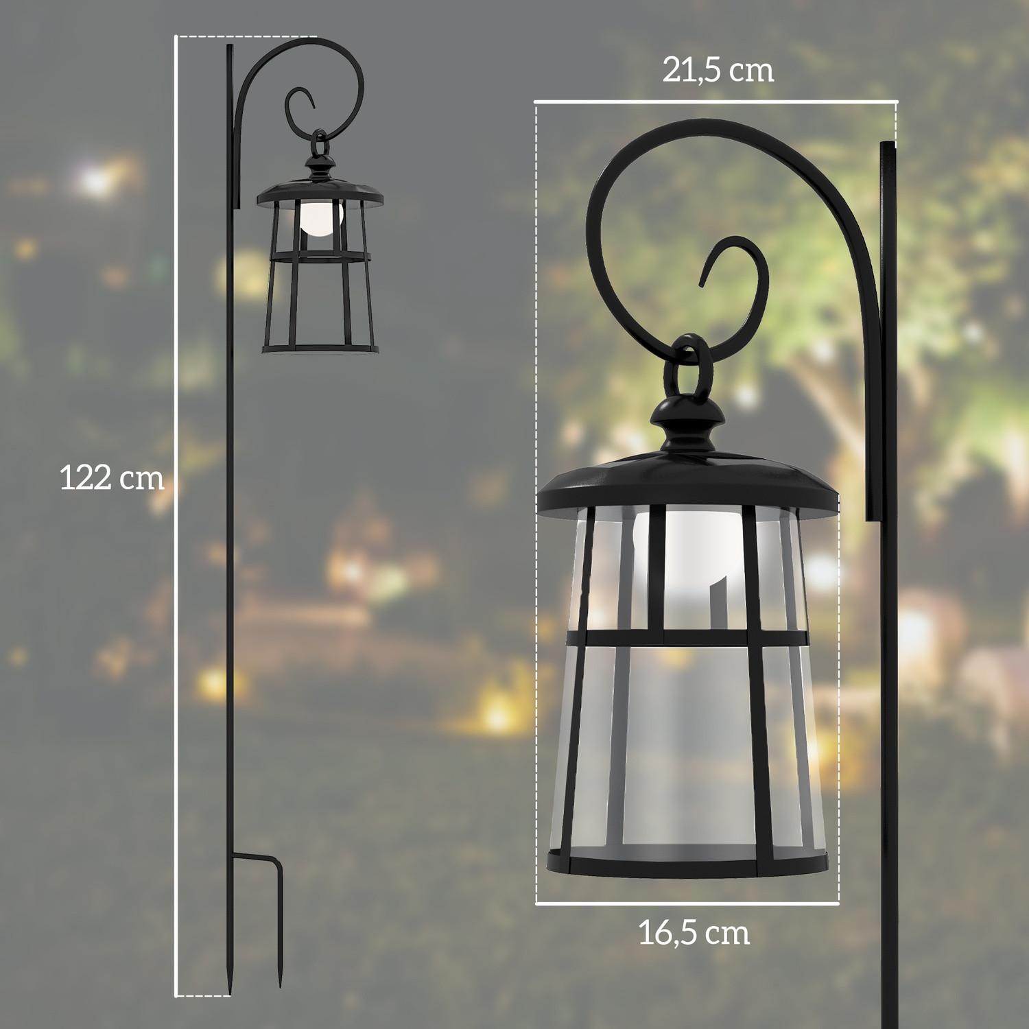 Northio Lanterne de jardin solaire 122 cm, lampe de jardin LED avec couleur de lumière blanc froid, éclairage de chemin avec capteur de lumière, corps de lumière amovible, noir  