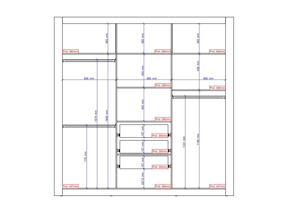 Vente-unique Armoire avec miroir ROXANE 3 portes coulissantes 2  