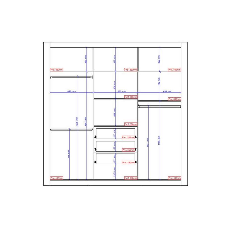 Vente-unique Armadio con specchio 3 ante scorrevoli L2 Bianco ROXANE  